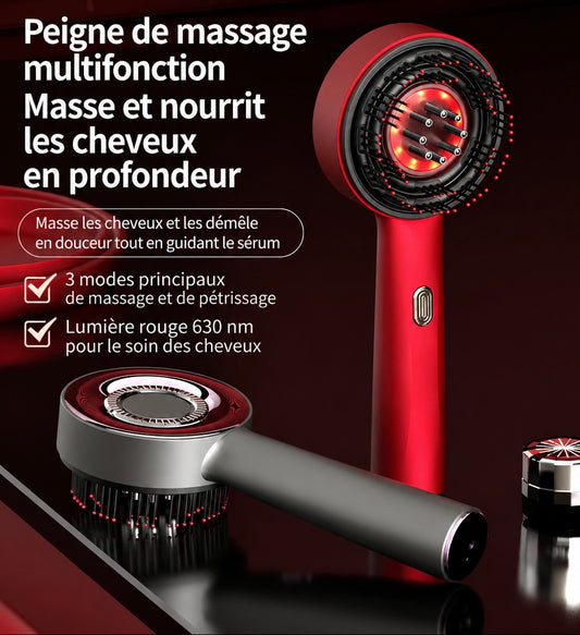 Brosse massante électrique cuir chevelu lumière infrarouge – Satinoria