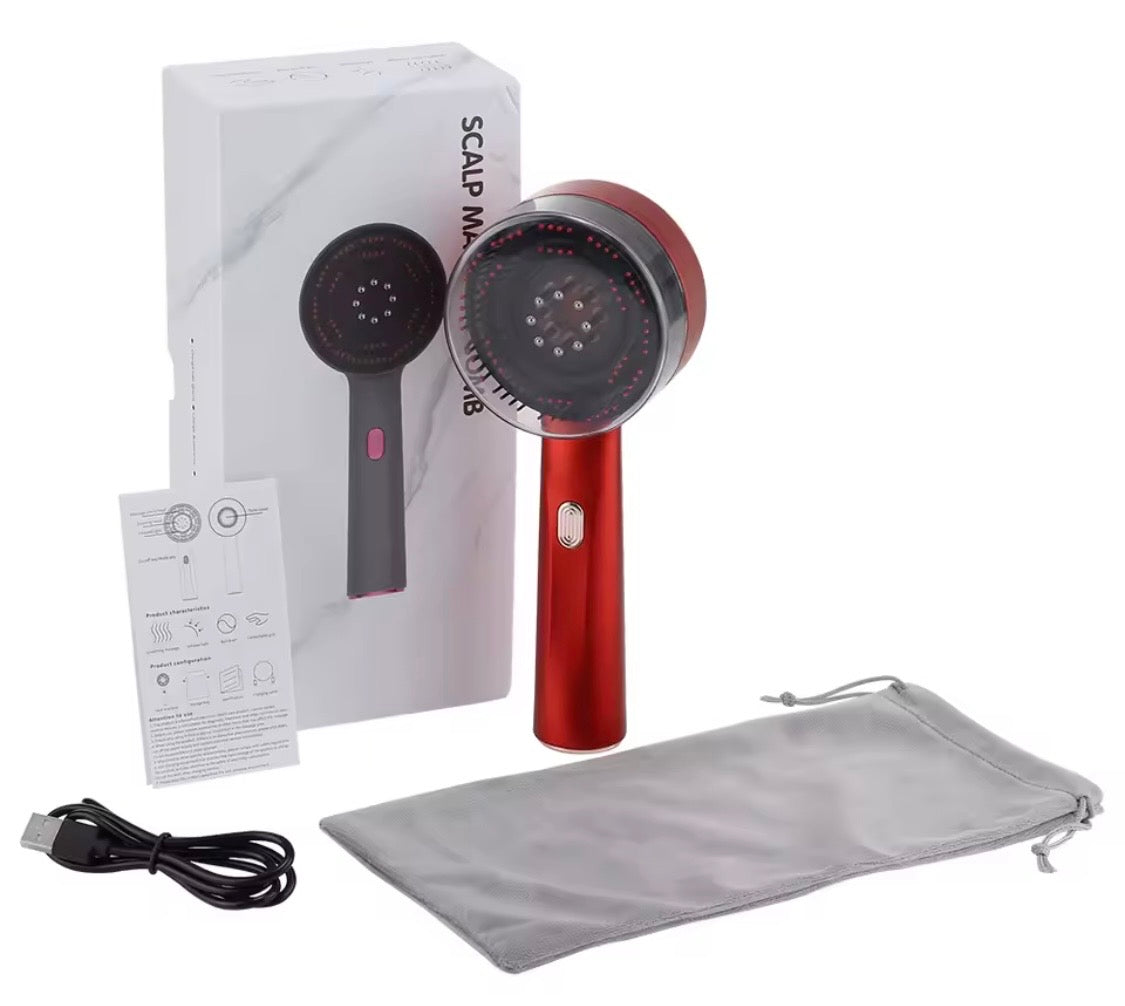 Brosse massante électrique cuir chevelu lumière infrarouge rouge – Satinoria