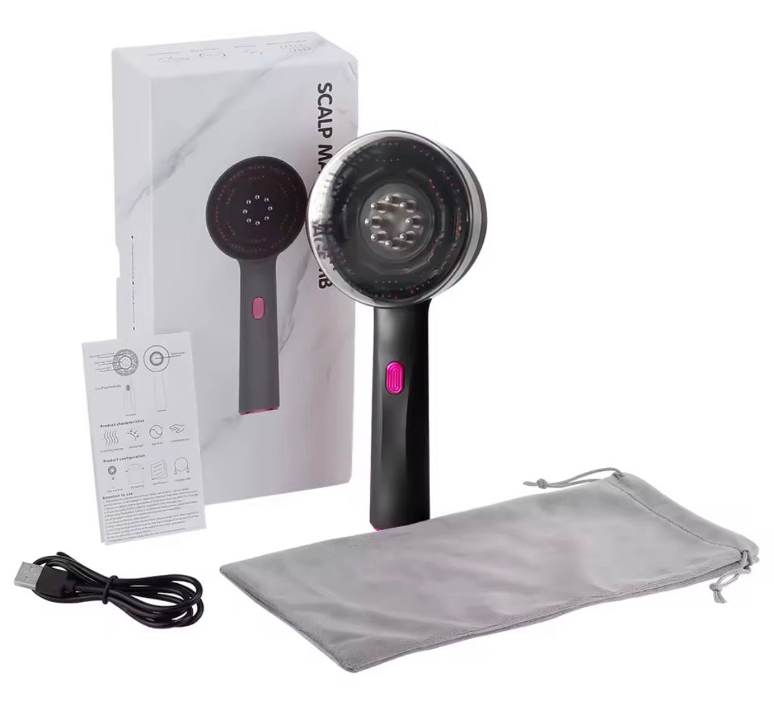 Brosse massante électrique cuir chevelu lumière infrarouge violet – Satinoria