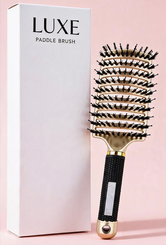 Packaging chic de la brosse démêlante Satinoria – démêlage sans douleur tous types de cheveux