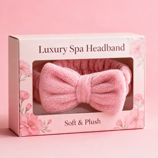 Bandeau spa rose ultra doux nœud routine skincare soin visage – Satinoria

